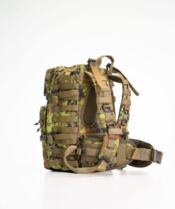 a back pack with multiple compartments and straps.