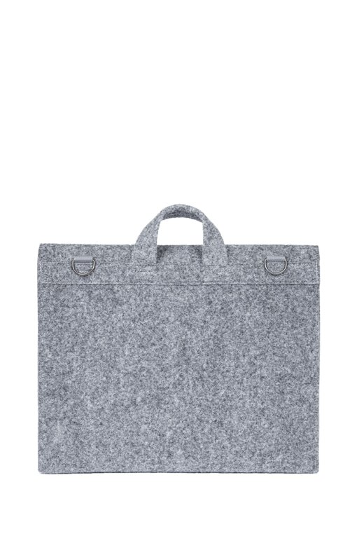 a gray bag with handles on a white background.