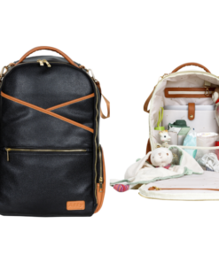 a backpack and a diaper bag sitting next to each other.