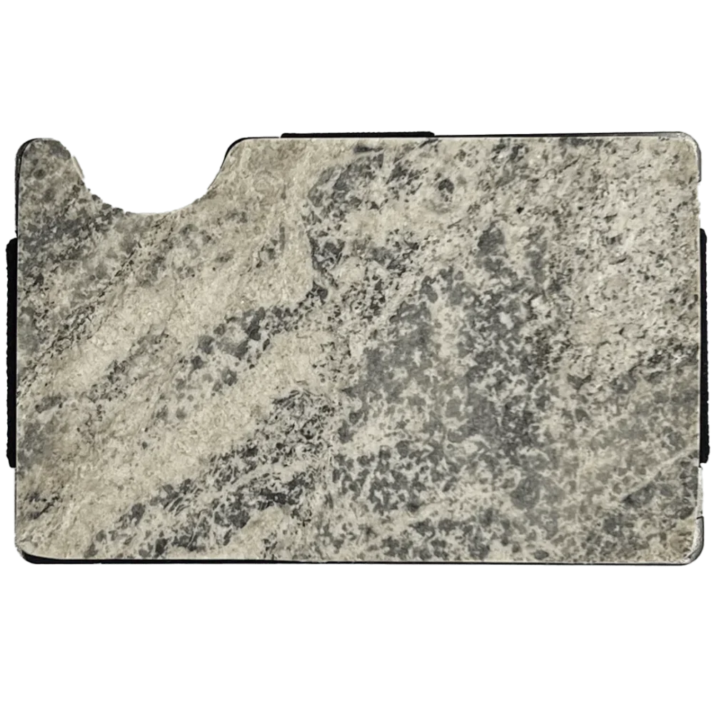 a gray marble slab with a black border.