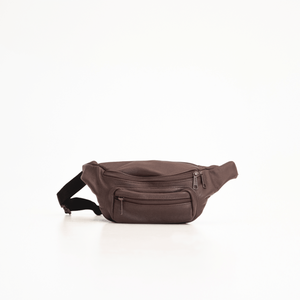 a brown fanny bag on a white background.