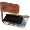 a brown leather wallet with a card holder.