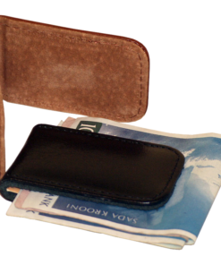 a brown leather wallet with a card holder.
