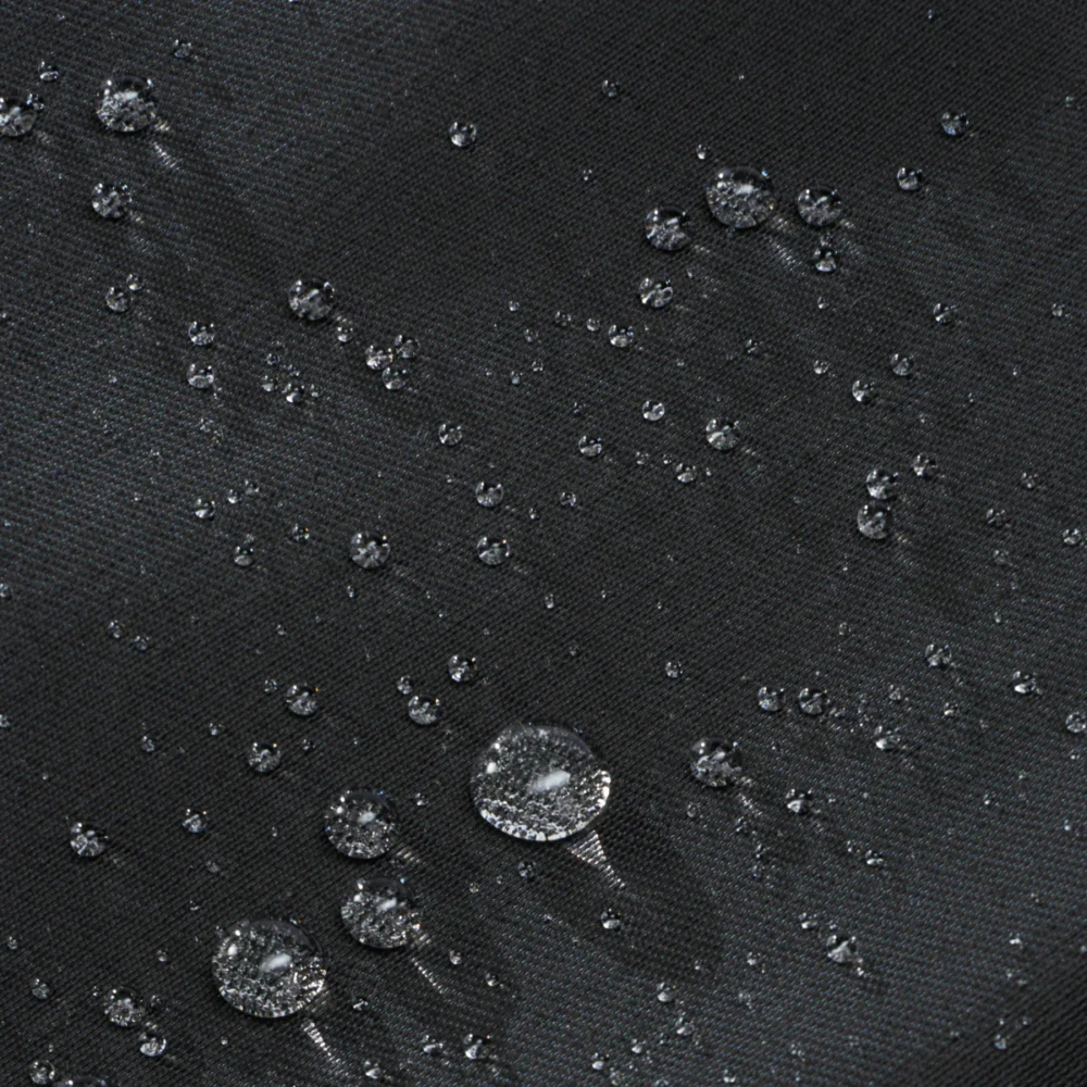 water drops on a black cloth with a black background.