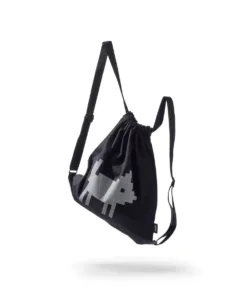 a black and white bag with a horse on it.