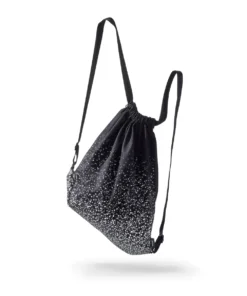 a black bag with white speckles on it.