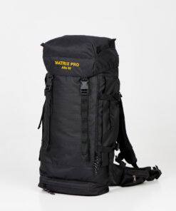 a back pack sitting on top of a white floor.
