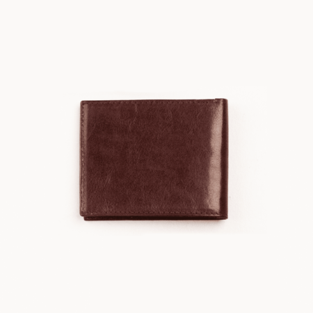 a brown leather wallet on a white background.