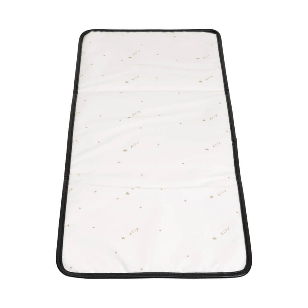 a white mattress with a black border.