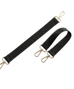 a pair of black suspenders with metal hooks.