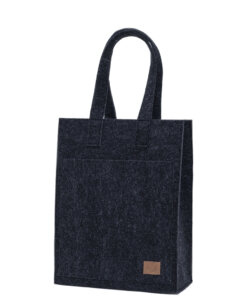 a black tote bag on a white background.