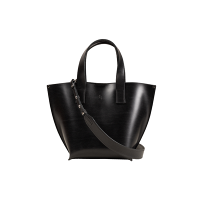 A Model Bucket - Black tote bag with a strap.