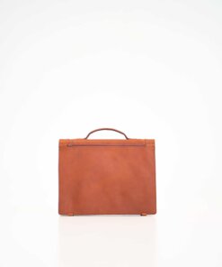 A Briefcase No. 21 - Cognac sitting on a white surface.